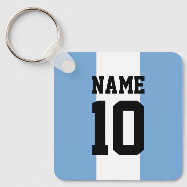 Personligens eget namn och nummer Argentina-Flagga Nyckelring (Framsida)