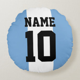 Personligens eget namn och nummer Argentina-Flagga Rund Kudde