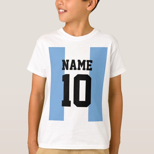 Personligens eget namn och nummer Argentina-Flagga T Shirt (Framsida)