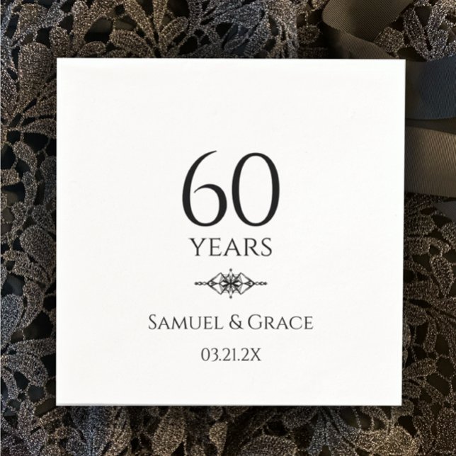 Personligens Elegant 60:e diamantårsdagen Pappersservett (Custom unique 60th diamond wedding anniversary party napkins. Stylish personalized. Simple elegance.)