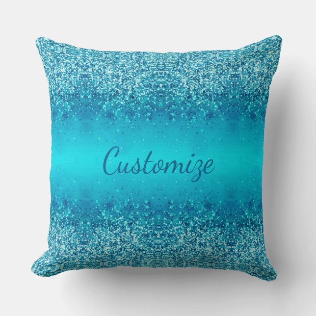 Personligens Elegant Blått frost Gnistra Pillow Kudde (Framsida)