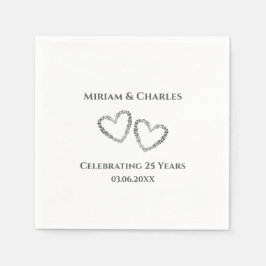 Personligens Elegant Modern Heart 25-årsjubileum Pappersservett