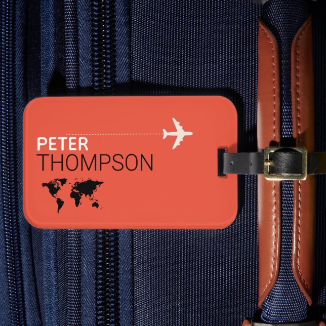 Personligens Elegant orange-röd resa Bagagebricka (Framsida Insitu 4)
