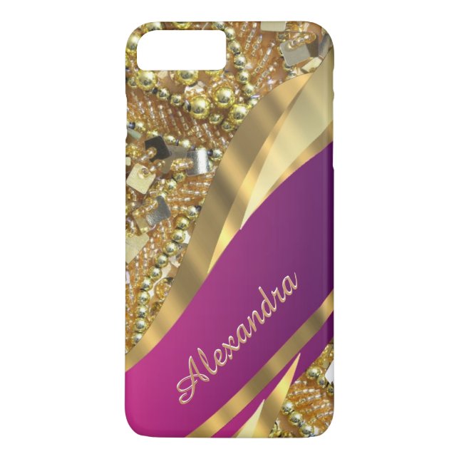 Personligens elegant rosa och guld Case-Mate iPhone skal (Baksida)