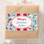Personligens etiketter för julstolpar fraktsedel<br><div class="desc">Festive aqua och red bouncing Punts ge den här etiketten retro helgdag stil. Anpassa den här helgdag genom att ändra texten till kostym efter dina behov. Använda dessa festliga etiketter på julklappar,  presentsäckar,  hantverksskor,  matbehållare,  julkakor osv.. - Formgivningen kommer från originalteckningen.</div>