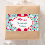 Personligens etiketter för julstolpar fraktsedel<br><div class="desc">Festive aqua och red bouncing Punts ge den här etiketten retro helgdag stil. Anpassa den här helgdag genom att ändra texten till kostym efter dina behov. Använda dessa festliga etiketter på julklappar,  presentsäckar,  hantverksskor,  matbehållare,  julkakor osv.. - Formgivningen kommer från originalteckningen.</div>