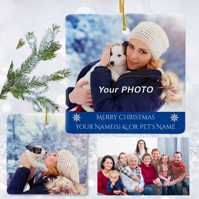 Personligens familj Ornament med Hund, Kat eller P (2 Photos Ornaments. Personalized Ornaments. Personalized Christmas Ornaments. Photo Ornaments.  )