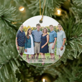 Personligens familjefoto Namn-årshelg Julgransprydnad Keramik