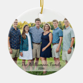Personligens familjefoto Namn-årshelg Julgransprydnad Keramik