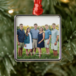 Personligens familjefoto Namn-årshelg Julgransprydnad Metall