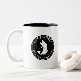 Personligens fiskememblem svart och w Två-Tonad mugg