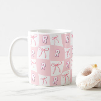 Personligens första Rosa Bow Checker Kaffemugg