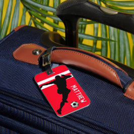 Personligens fotboarplats | Footballer Red Travel Bagagebricka