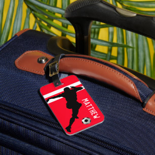 Personligens fotboarplats Footballer Red Travel Bagagebricka