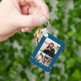 Personligens foto- och textfoto-kollage nyckelring