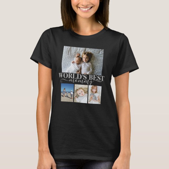 Personligens foto- och textfoto-kollage t shirt (Framsida)