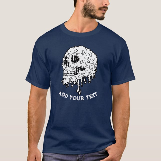 Personligens foto Skeleton Head Navy Blue T Shirt (Framsida)