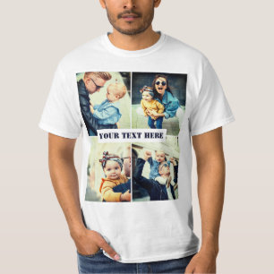 Personligens foto x4 och text t shirt