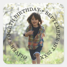 Personligens fotofödelsedagskalkal, klassiskt fyrk fyrkantigt klistermärke