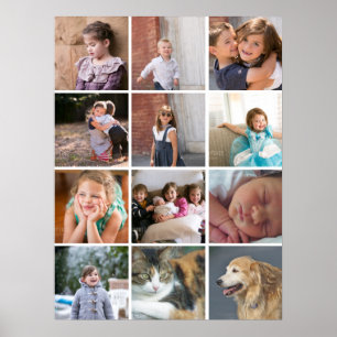 Personligens fotokollage med tolv foton poster