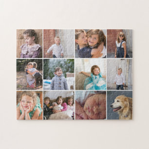 Personligens fotokollage med tolv foton pussel