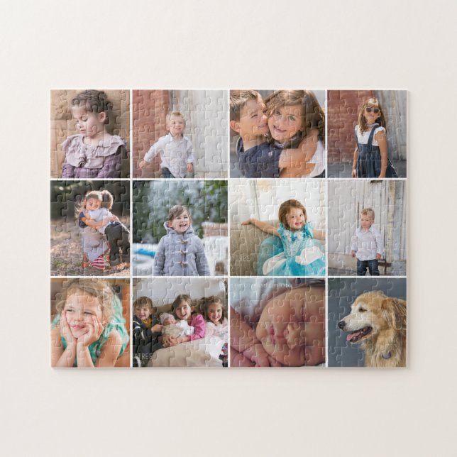Personligens fotokollage med tolv foton pussel (Horisontell)