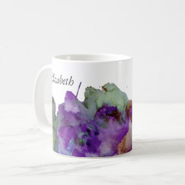 Personligens Grönt och Lila vattenfärgsplator Kaffemugg