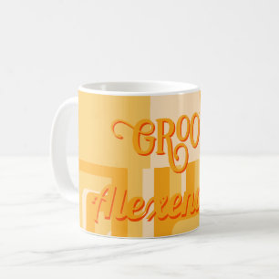 Personligens Gult Retro Geometric Kaffemugg