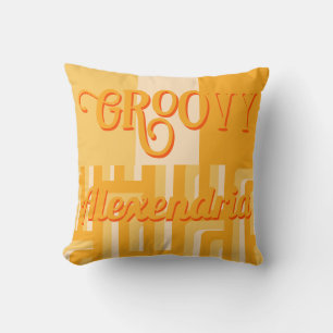 Personligens Gult Retro Geometric Kudde