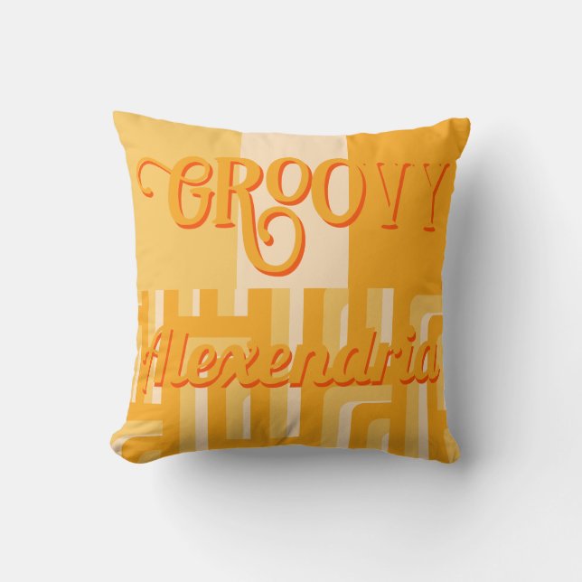Personligens Gult Retro Geometric Kudde (Framsida)