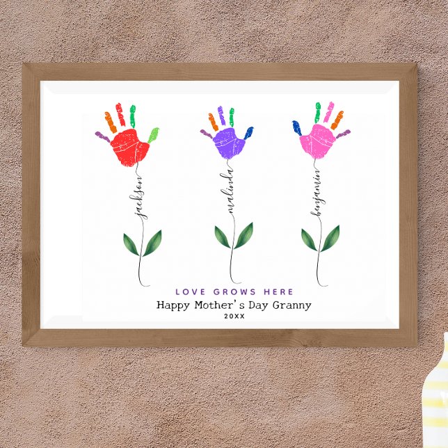 Personligens handavtrycksblomma Art 3-blomman namn Poster (Skapare uppladdad)