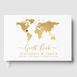 Personligens hjärtmål för guld World Map Gästböcker