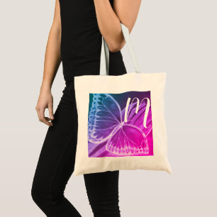 Personligens initiala Butterfly Shopper Tote Bag Tygkasse