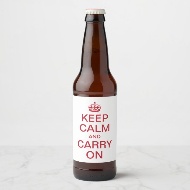 Personligens internetminne KEEP CALM och CARRY ON Ölflaska Etikett (Framsida)
