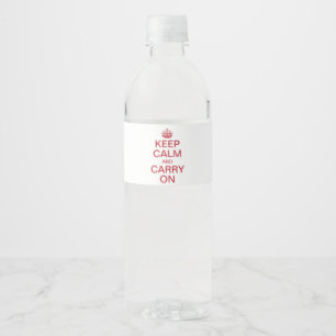Personligens internetminne KEEP CALM och CARRY ON Vattenflaska Etikett