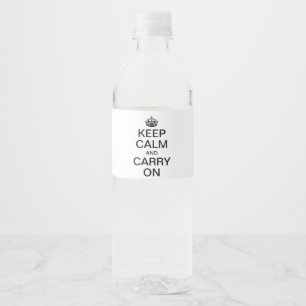 Personligens internetminne KEEP CALM och CARRY ON Vattenflaskor Etikett