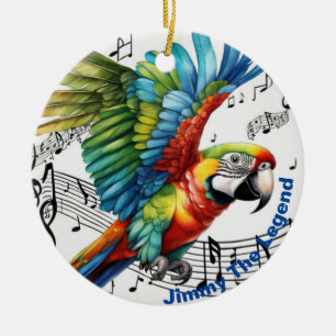 Personligens Jimmy: "Legend, Parrot, Musical". Julgransprydnad Keramik
