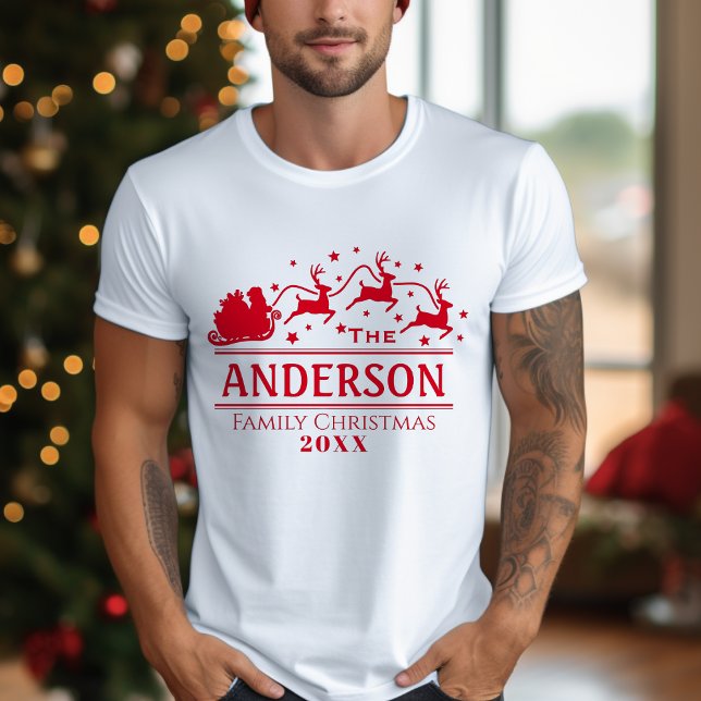 Personligens julfamilj Namn Helgdag T Shirt (Personalized Christmas Family Name Holiday T-Shirt)