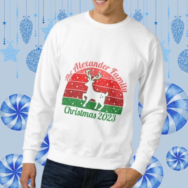 Personligens julfamilj Retro Snö Reindeer T Shirt (Skapare uppladdad)