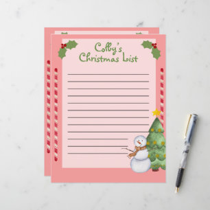 Personligens jullista med Snögubbe