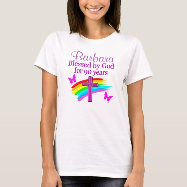 PERSONLIGENS KRISTNA 90:E BIRTHDAG-KONSTRUKTION T SHIRT (Framsida)