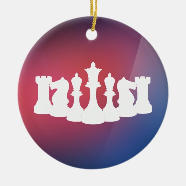 Personligens Lila, blå och vit schack-ornament Julgransprydnad Keramik (Framsidan)