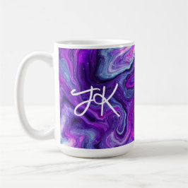 Personligens Lila, blått, Rosa Marble Fluid Art Kaffemugg