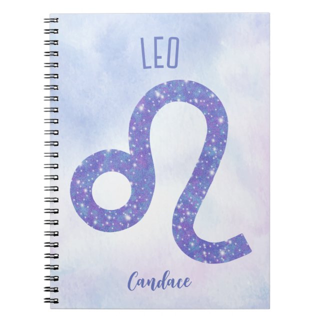 Personligens Lila för vackert Leo Astrology Anteckningsbok (Framsidan)