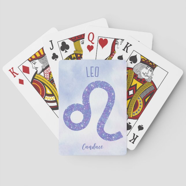 Personligens Lila för vackert Leo Astrology Casinokort (Baksidan)