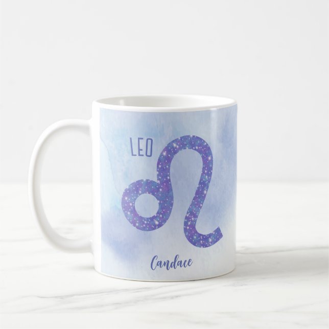 Personligens Lila för vackert Leo Astrology Kaffemugg (Vänster)