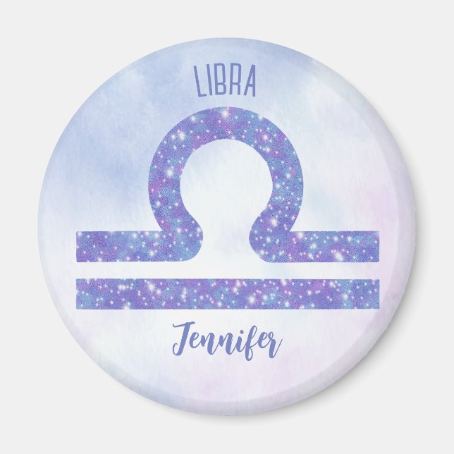 Personligens Lila för vackert Libra Astrology Magnet (Framsidan)