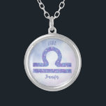 Personligens Lila för vackert Libra Astrology Silverpläterat Halsband<br><div class="desc">Den här söt lilan och lavender Libra necklace har ditt astrologiska tecken från Zodiac i en vacker gnistra som konstellationerna. Anpassa den här söta presenten med ditt namn i kursivt skript för någon med en sen födelsedag i september eller tidigt i oktober.</div>