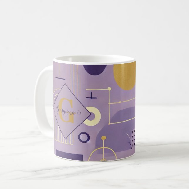 Personligens Lila och Guld-skandinaviska minimalis Kaffemugg (Framsida vänster)