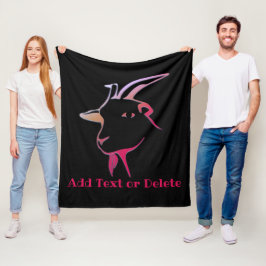 Personligens Lila och Rosa Goat på svart Fleecefilt